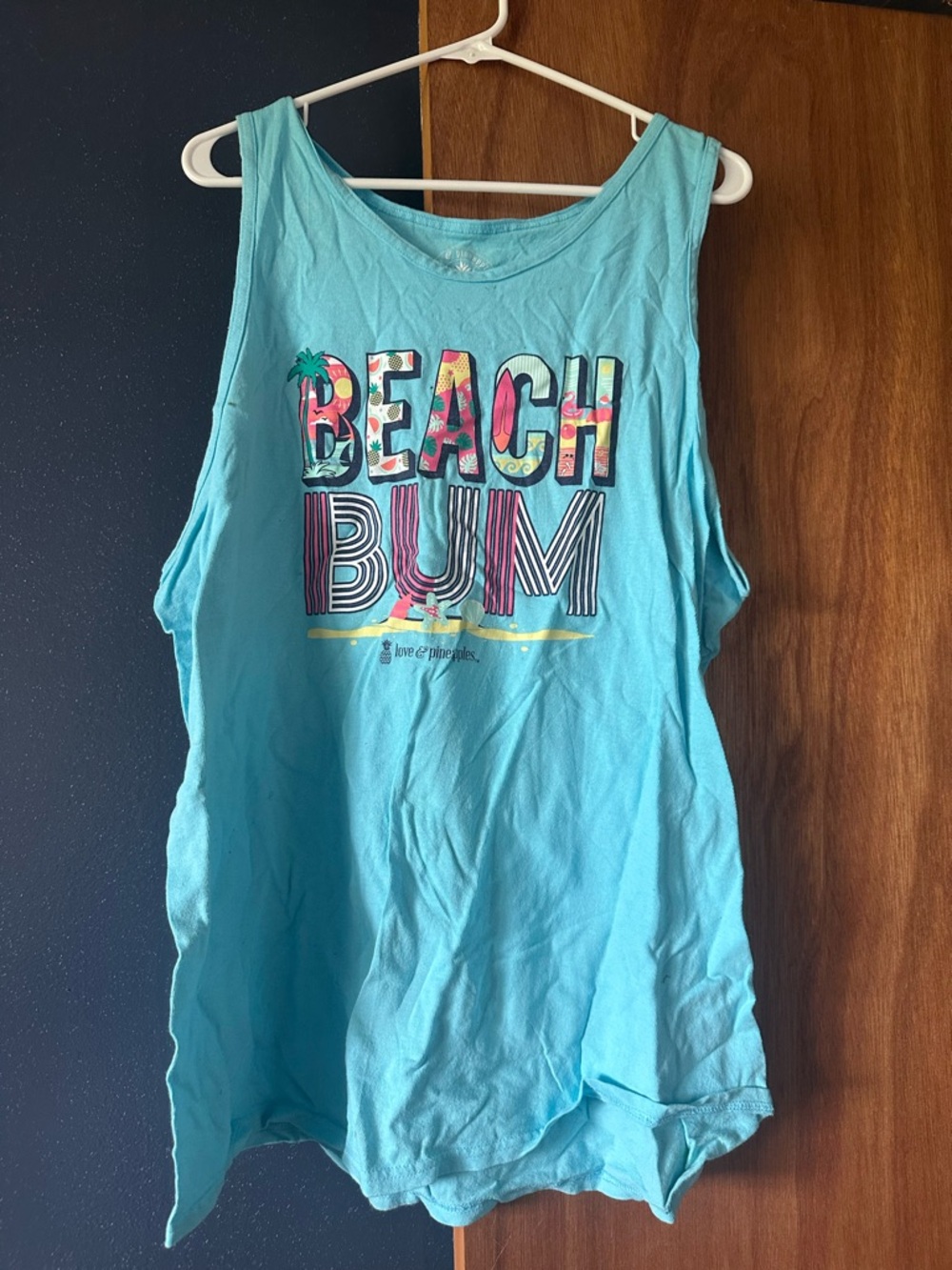 Beach Bum Graphic Tank Top - Aqua